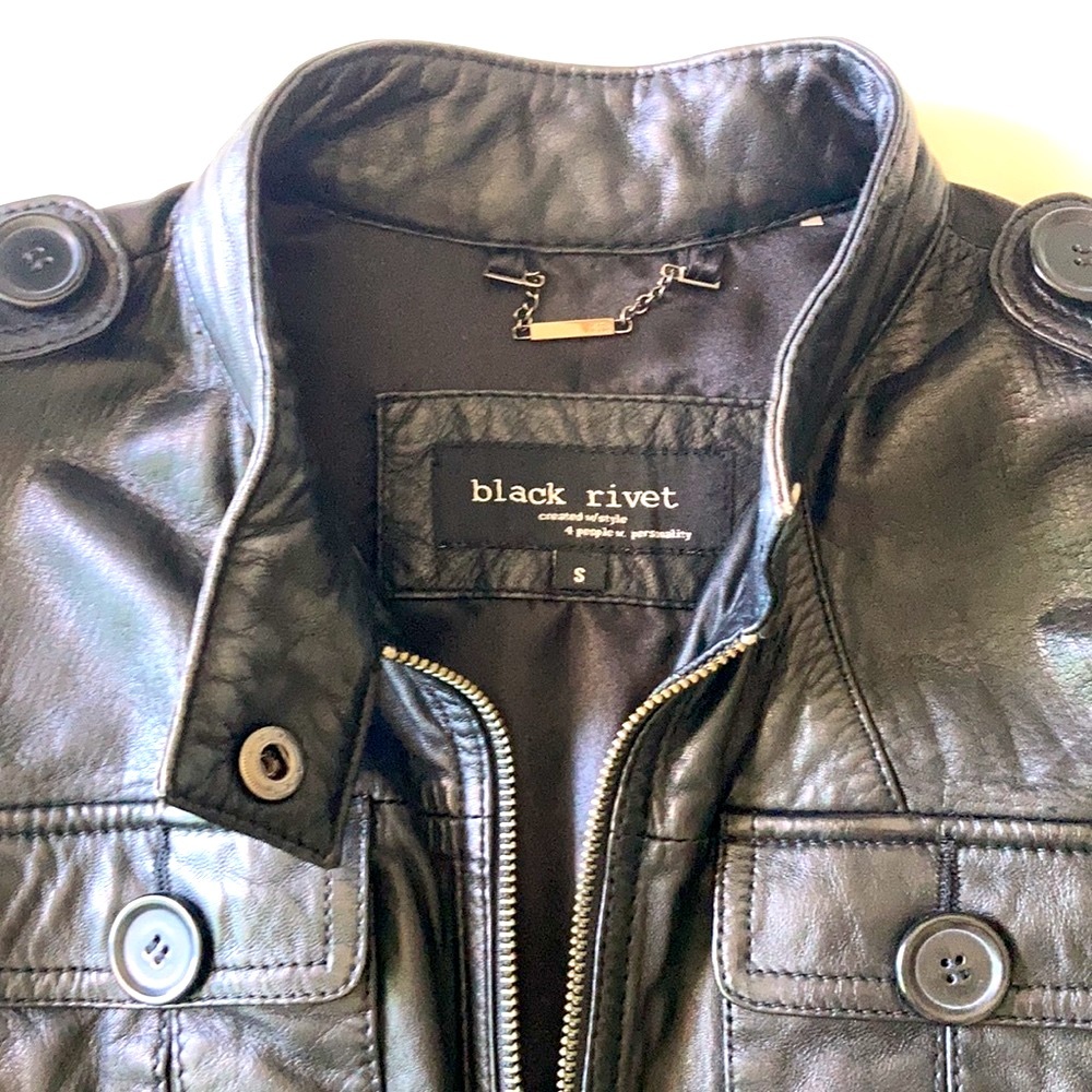 Black Rivet Leather Jacket - Picture 2 of 5